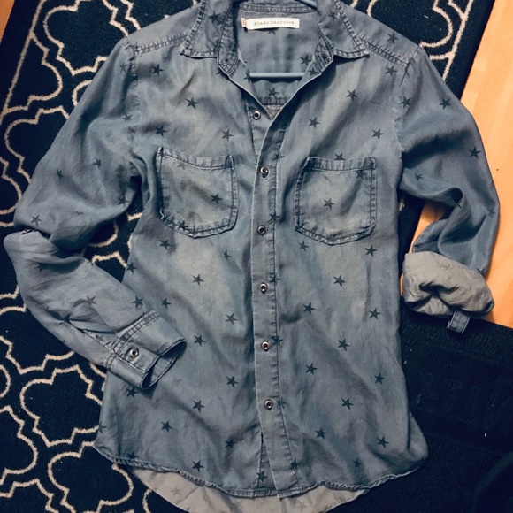 Star patterned Faux jean button up dress cardigan - Picture 2 of 2